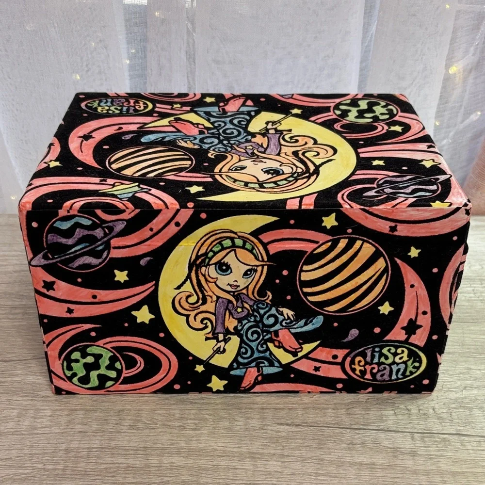 Lisa Frank Star The Moon Witch Fuzzy Felt Velvet Stationary Jewelry Box